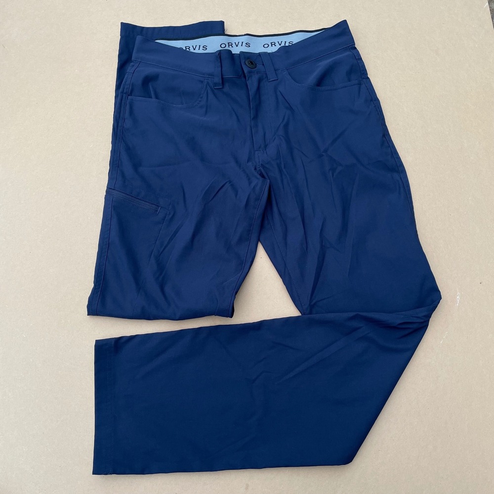 Orvis Tech Pants Mens 30x32 Blue Hiking‎ Outdoor Thigh Zip Pockets 1716851